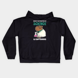 Easily Distracted by Science and Capybaras Cartoon Kids Hoodie